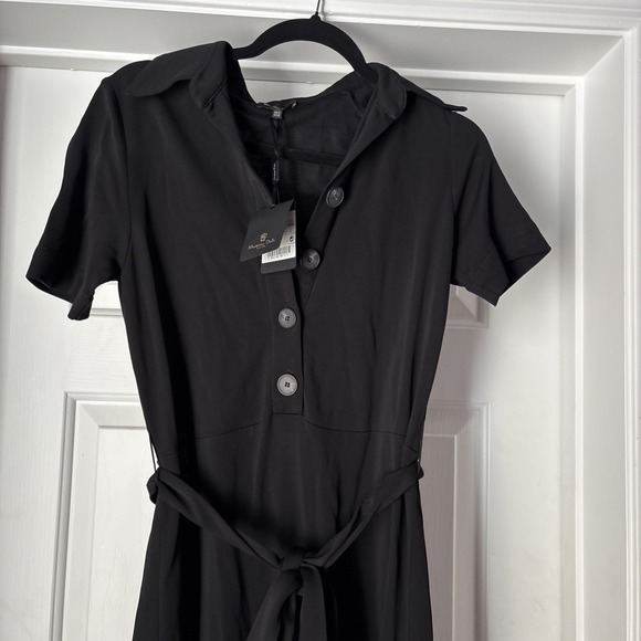 NWT Massimo Dutti Women's XS X-small 0/2 Kadin Button Up Shirt Dress Black - Picture 4 of 10